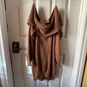 Charlotte Russe Warm Tan Cowl Neck Sweater